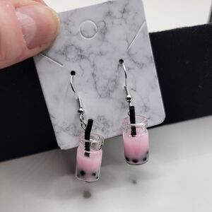New Pink Boba Tea Earrings